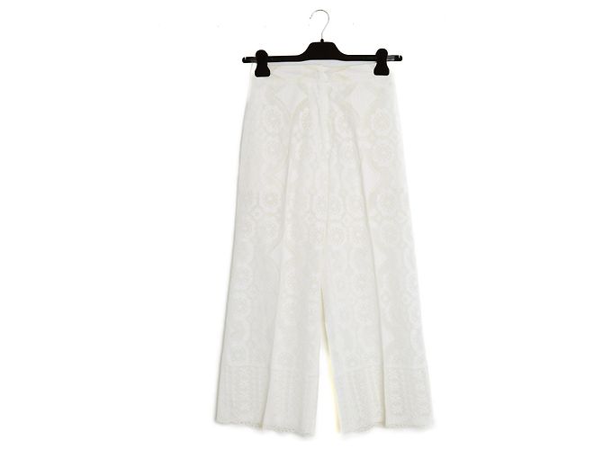 Autre Marque Pantalón ancho de encaje de algodón blanco Hillier Bartley
