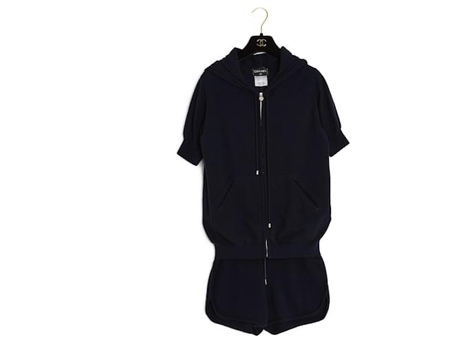 Chanel 12C OR 12P NAVY CASHMERE OUTFIT FR36/38 Cachemire Bleu Marine  ref.537205