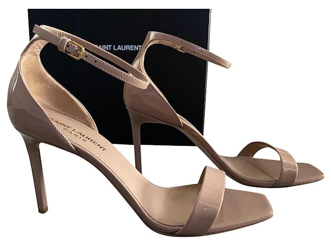 Saint Laurent amber Beige Patent leather  ref.537218
