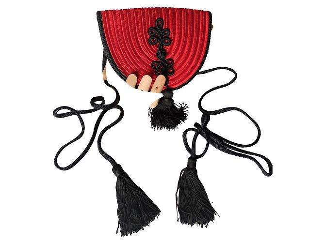 Bolso Yves Saint Laurent de seda tejida roja