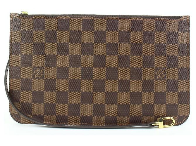 Louis Vuitton Damier Ebene Neverfull Pochette MM oder GM Wristlet Pouch