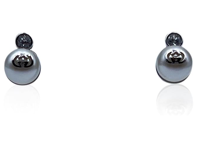 Gucci Logo Round Stud Earrings In Sterling Silver, Gucci