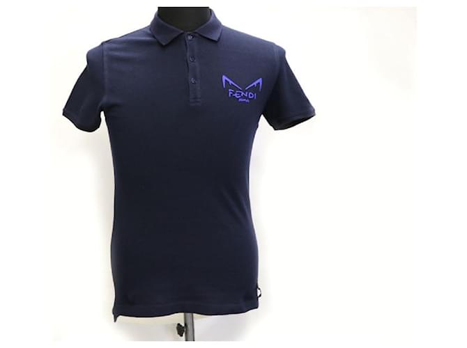 [FENDI] Monster polo shirt Short sleeve size 48 Navy Men's Made in Italy Navy blue Cotton  ref.537318