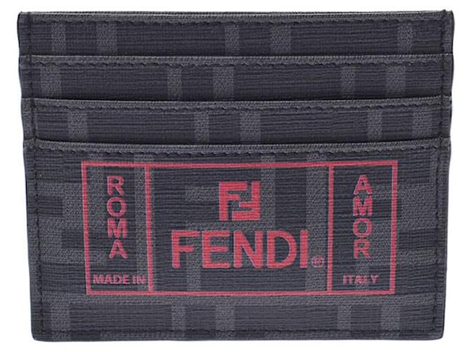 FENDI Zucca Pattern Pass Case Gris / Negro Unisex PVC Tarjetero Sin usar FENDI  ref.537319