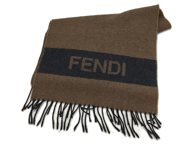 FENDI ◆ Schalldämpfer / Wolle / BRW / Einfarbig / Unisex Braun  ref.537330