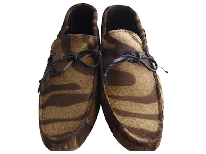 "Fendi" FENDI mocasín patrón zapatos de hombre mocasín Castaño  ref.537331