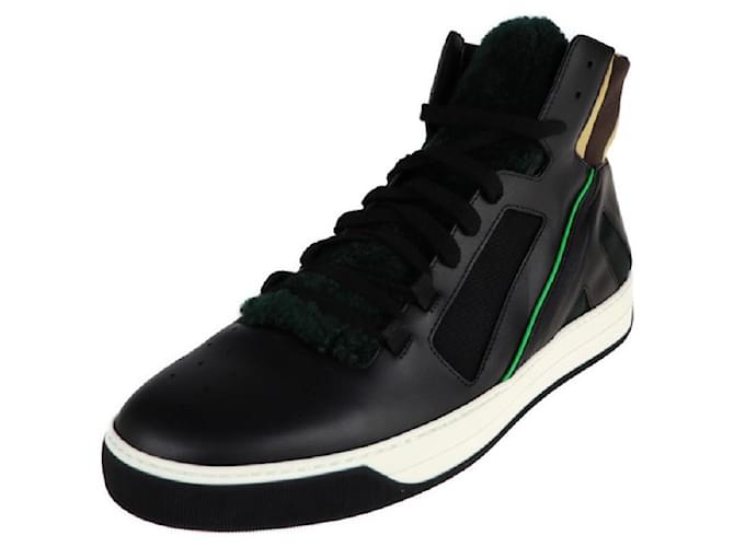 FENDI FENDI sneakers Notation size 9 Leather Black Green High cut Reference size 28cm  ref.537336
