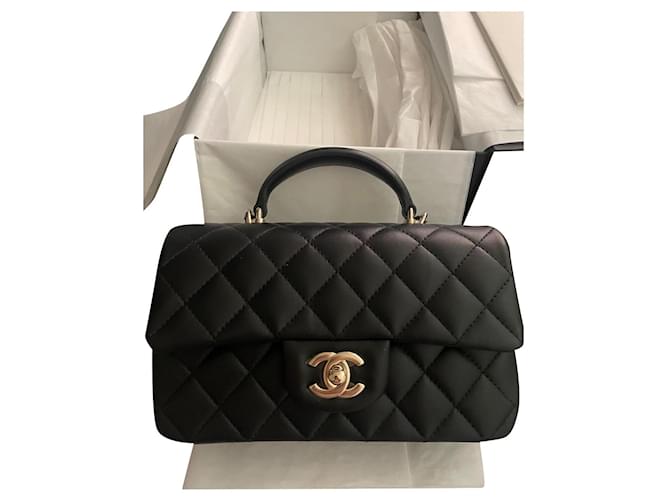 Chanel Timeless handle Black Leather  ref.537716