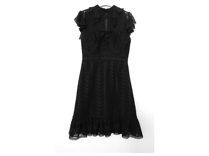 Three Floors Fashion Mini vestido de encaje negro de tres pisos  ref.537861