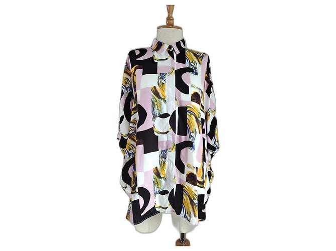Monki Oversize Hemd Viscose Mehrfarbig Mehrfarben