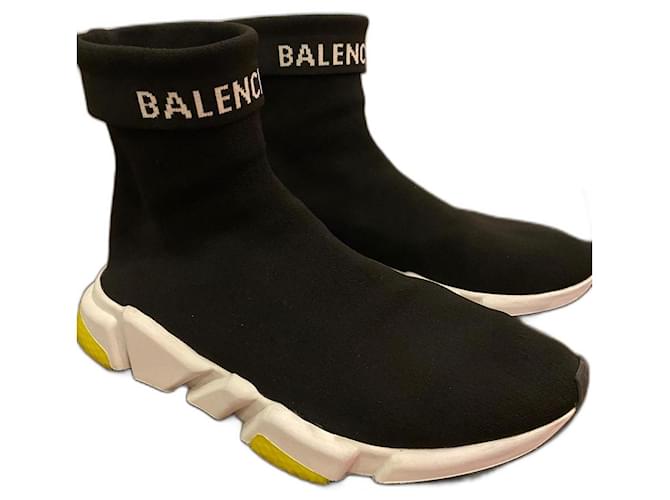 Scarpe da ginnastica pieghevole Balenciaga Nero Bianco Tela  ref.538185