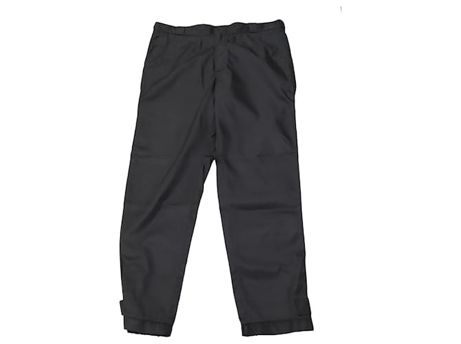 Pantalon droit Prada avec revers velcro en nylon noir Polyamide  ref.538343