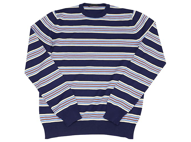 Suéter con cuello redondo a rayas en lana multicolor de Prada  ref.538346