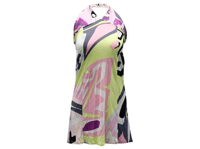 Emilio Pucci Printed Halter Mini Dress in Multicolor Rayon Cellulose fibre  ref.538373