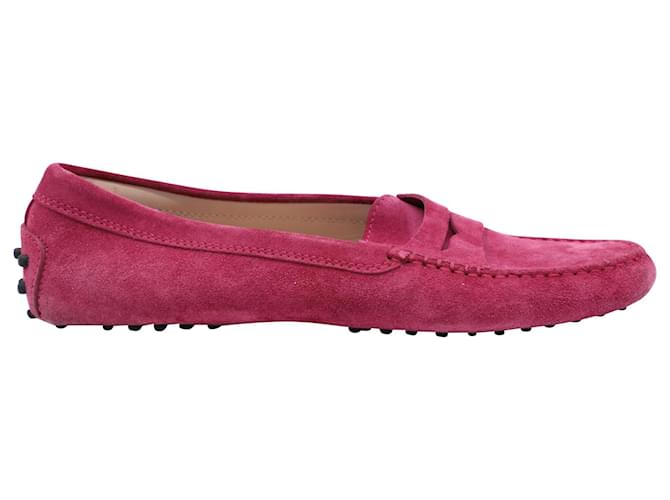 Tod's Gommino Driving Shoes in Pink Suede Leather  ref.538378