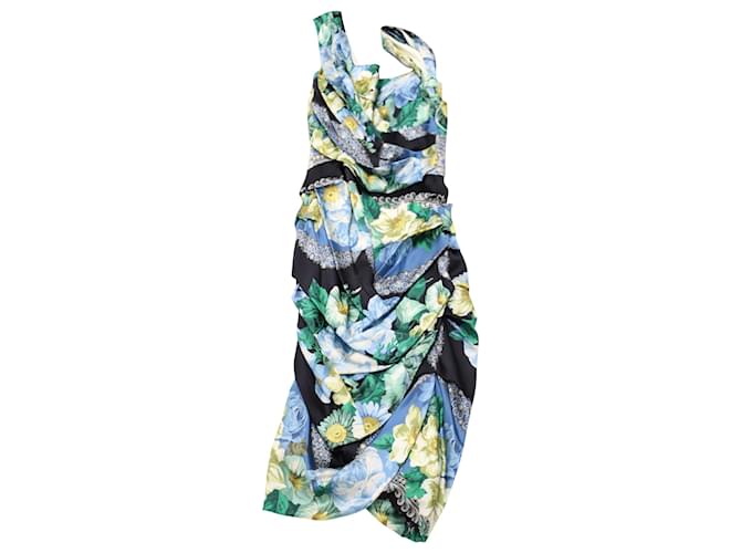 Dolce & Gabbana Knielanges Kleid aus Seide mit Blumenmuster  ref.538386