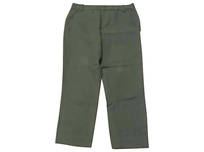 Vince Straight Leg Trousers in Olive Green Cotton  ref.538387