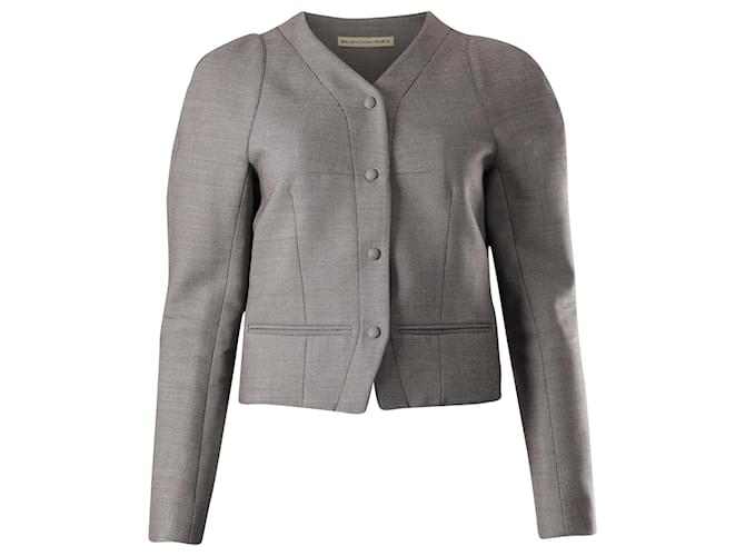 Balenciaga Veste ajustée à manches bouffantes en laine grise  ref.538446