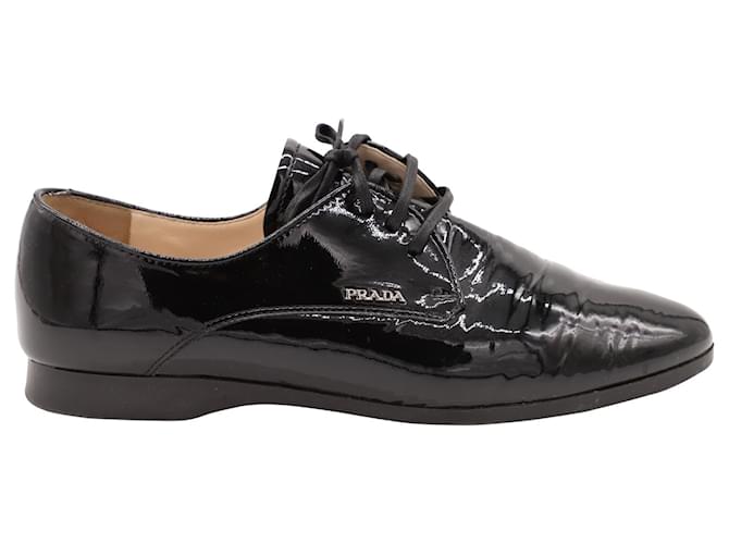 prada patent leather derby shoes