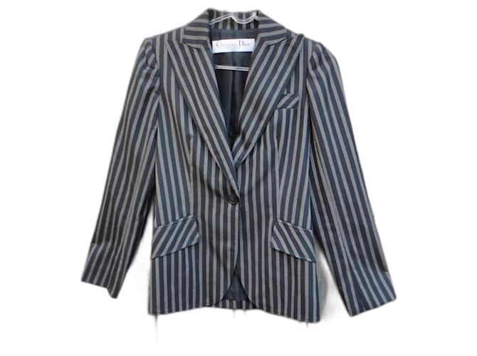 chaqueta Christian Dior boutique t 36 Negro Gris Seda Lana  ref.538489