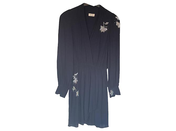 Zadig & Voltaire Strass Remember robe Viscose Bleu  ref.538618