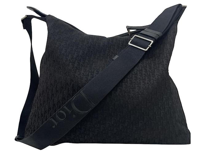Christian Dior sac messager unisexe Tissu Noir  ref.538621