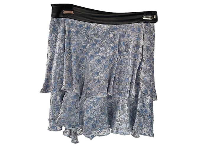 Zadig & Voltaire Jim Velours Devore mini skirt Blue Silk Viscose  ref.538623