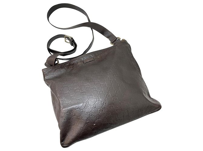 Gucci Unisex leather messenger bag Brown
