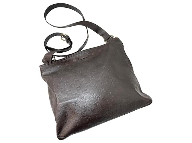 Gucci Unisex leather messenger bag Brown  ref.538667