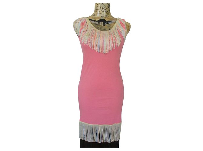 Vestido de flecos Manoush Cancan de algodón rosa
