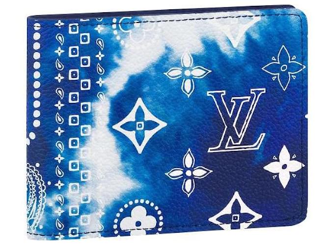 Louis Vuitton LV Slender bandana nova Azul Couro  ref.538673