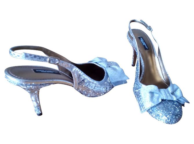 DOLCE & GABBANA SLING BACK IN LUREX Argento