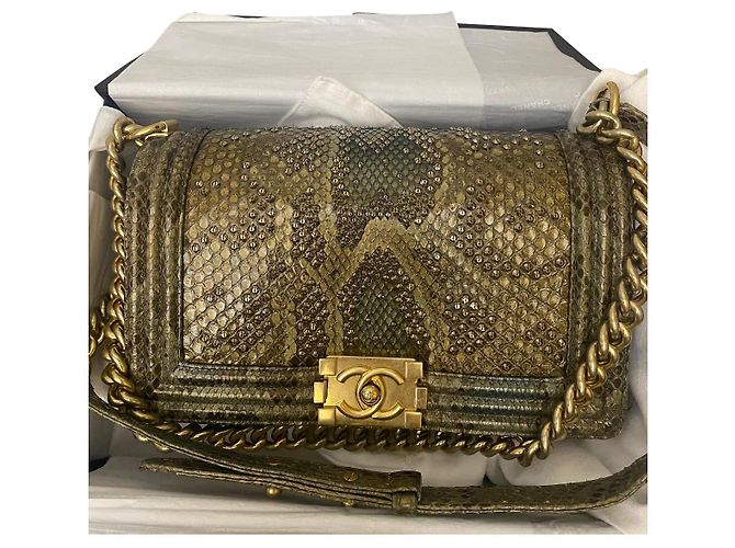 Boy Chanel Borsa da ragazzo Stampa python Rame Pelli esotiche
