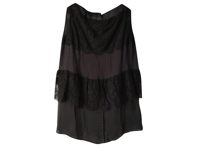 Regata Prada Preta de Seda com Laço Preto