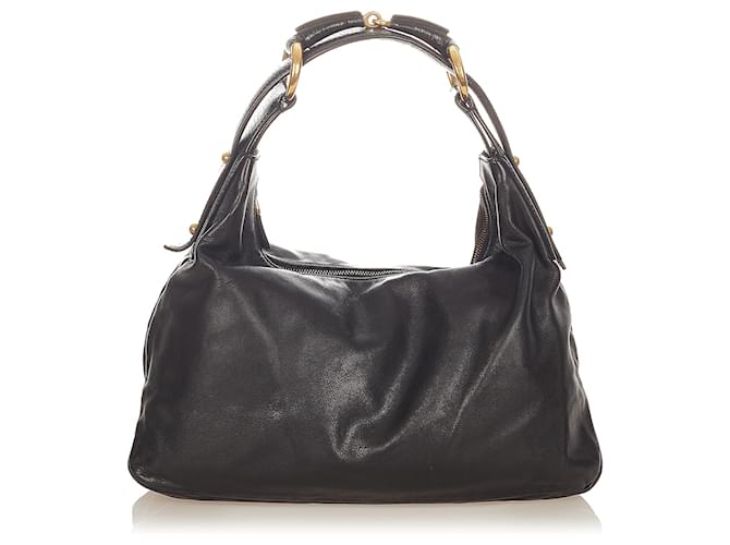 Gucci Black Horsebit Embossed Leather Shoulder Bag Pony-style calfskin  ref.206308 - Joli Closet