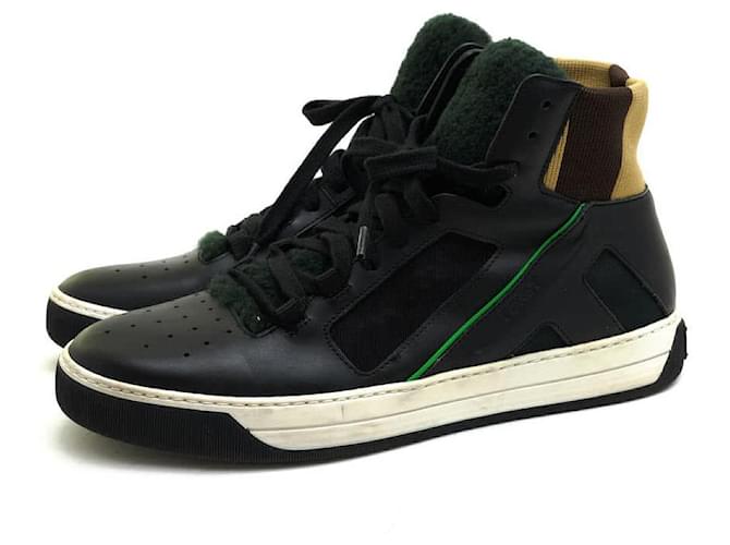 FENDI FENDI high-top sneakers cowhide calf Black Leather  ref.538792