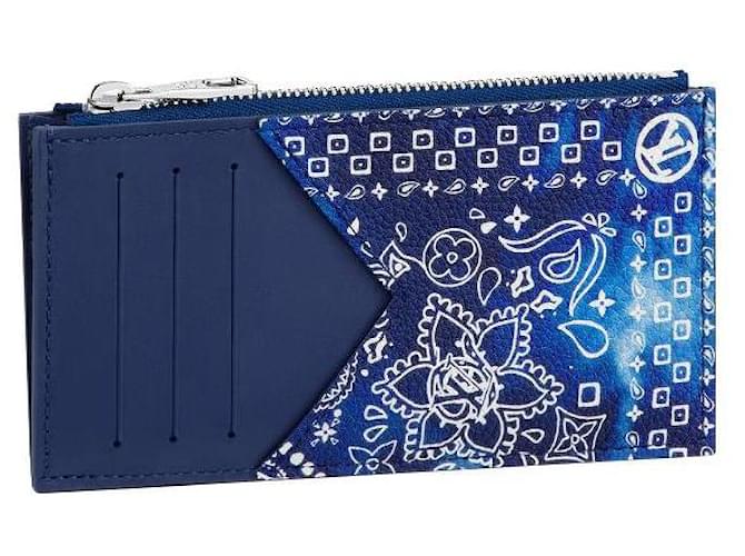 Louis Vuitton Bandana porta-cartões de moedas LV Azul Couro  ref.539253