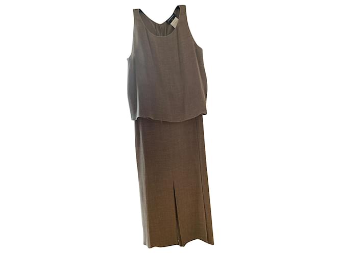Cambon Chanel Long skirt with sleeveless top Khaki Viscose  ref.539339