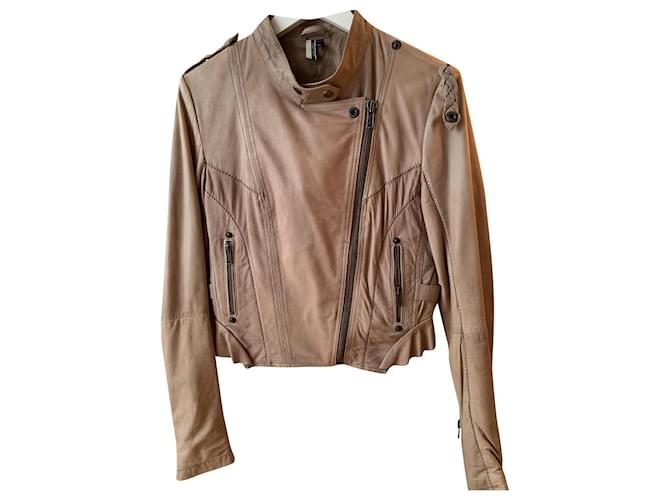 Topshop Top Shop leather jacket Beige  ref.539383