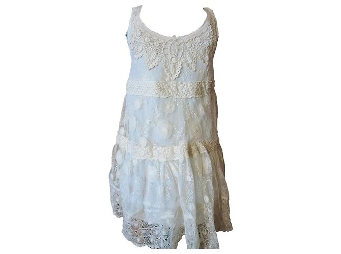Autre Marque Choklate Spitzenkleid Eggshell Baumwolle Aus weiß