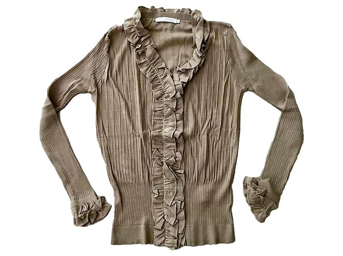 Anne Fontaine Strickjacke Sand Baumwolle Größe 42