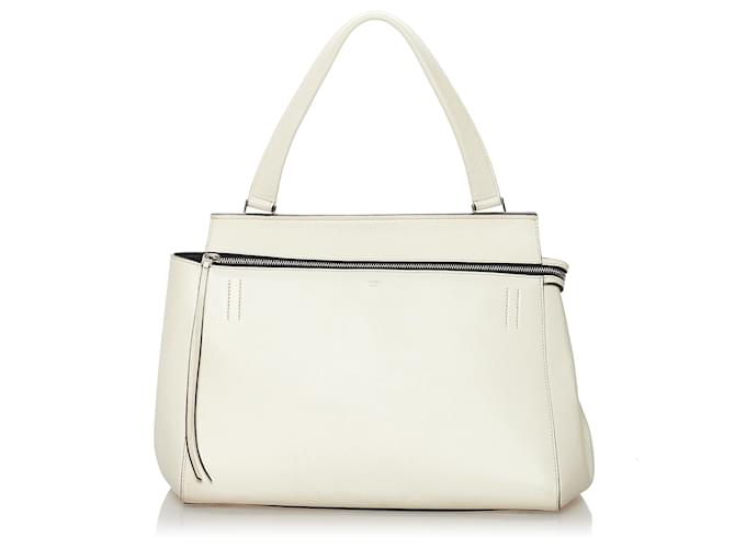 Céline Celine White Large Edge Leather Handbag Cream Pony-style calfskin  ref.538308