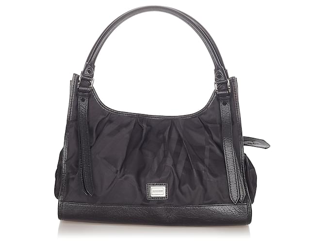 Burberry Black Smoke Check Nylon Tote Bag Leather Pony-style calfskin Cloth  ref.538540