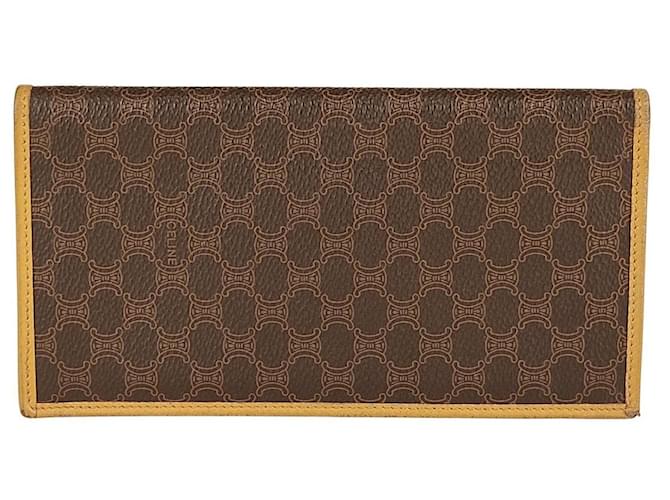 Céline Celine vintage Triomphe wallet for men Brown Beige Leather Cloth  ref.539703