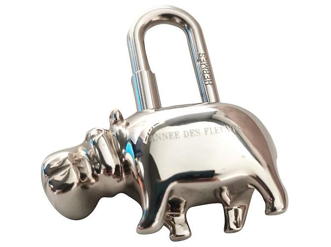 Hermès Charm Borsa Hermes Ippopotamo Cadena Silver hardware
