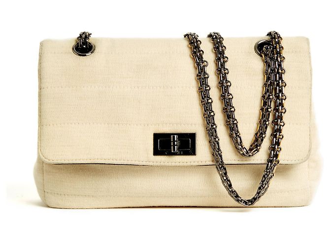 Chanel 2.55 JERSEY IVORY SILVER 24 Cream