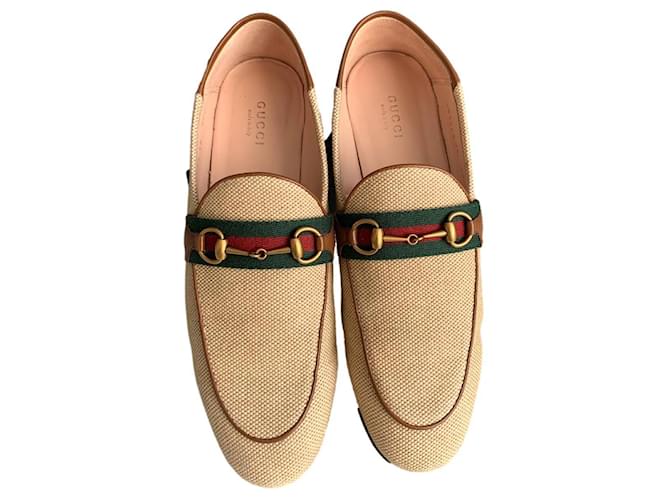 Gucci Jordaan loafers Cream Cloth  ref.540190