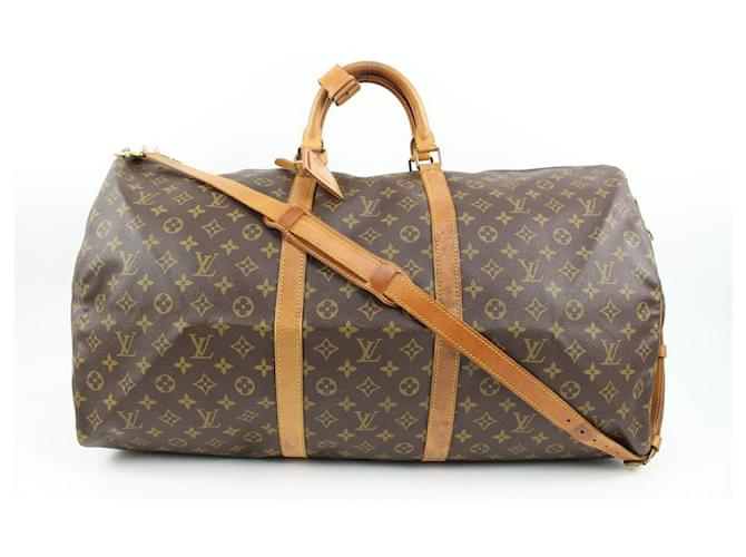 Louis Vuitton Monogram Keepall Bandouliere 60 Duffle Bag with Strap Leather  ref.540198 - Joli Closet