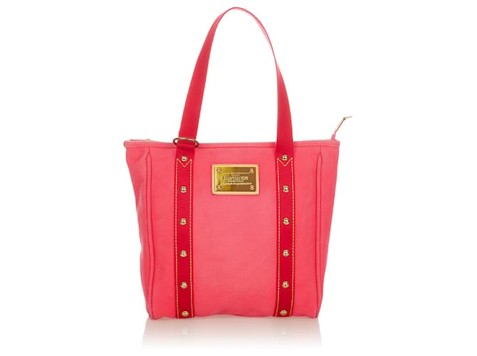 Louis Vuitton Pink Antigua Cabas MM Rot Leinwand Tuch  ref.540214