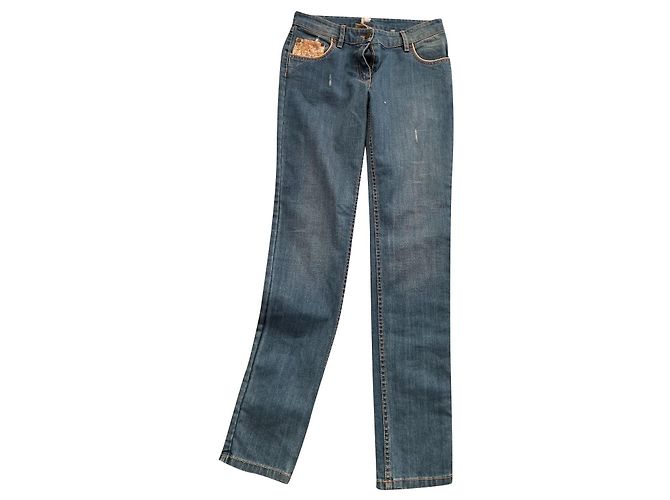 Autre Marque Alviero Martini Jeans Blau Baumwolle Kartenmuster Größe 40